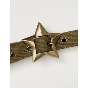 NWT Free People Bohemian Grunge 90s Zoa Star Buckle Hip Belt Olive Green Large